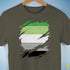 Aromantic Pride Flag Ripped Reveal Premium Unisex T-Shirt - Army